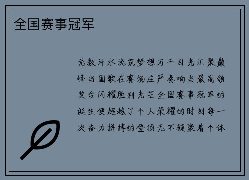 全国赛事冠军